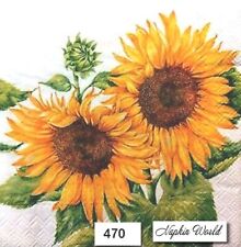 (470) TWO Paper Luncheon Decoupage Art Craft Napkins - SUMMER SUNFLOWERS FLOWERS picture