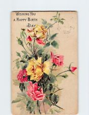 Postcard Wishing You A Happy Birthday Flower Art Print picture