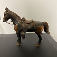 Vintage Cast Metal Copper Bronze Horse Stallion Pony Filly Saddle Figurine picture