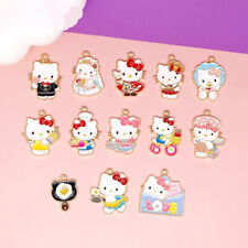 30pcs Cute Enamel Bride Chef Hello Kitty Charms for Necklace Bracelet Earrings picture