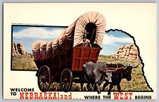 Lincoln, Nebraska - Conestoga Wagon & Oxen - Nebraska Land - Vintage Postcard picture