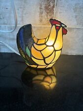 Vintage Stained Glass Rooster Accent Lamp 5”  Works picture