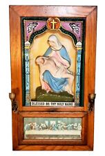 Antique 1900's Catholic Viaticum Last Rites Sick Call Religious Shadow Box picture