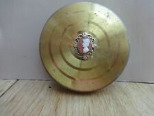 Vintage Cameo Round Gold Metal Margaret Rose Powder Compact w/Mirror picture