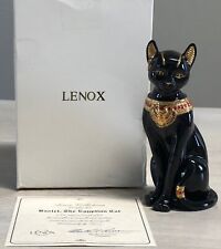 Lenox Bastet Egyptian Goddess Cat Rare Black Porcelain Statuette 24k Trim 1995 picture