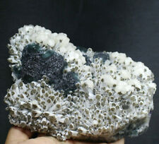 2.3lb Top Natural Translucent Blue Green cubic Fluorite&calcite Mineral Specimen picture