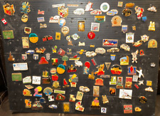 Lot of 132 Vintage French Enamel Advertising/Tourism/Civic Pins Assorted RARE picture