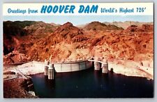 AZ-Arizona, Aerial Hoover Dam And Lake Mead, Antique, Vintage Souvenir Postcard picture