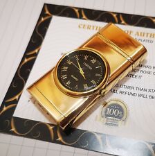 24k Gold Plated Lighter Windproof Turbo Flame Jet Cigar Built in Time Clock 24ct picture