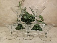 5 Vintage Clear Fostoria Water Dessert Cups Fluted Footed Paneled Elegant  picture
