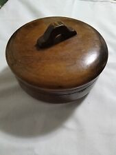 Antique GORGEOUS Handmade Round Lidded Polish Mahogany Wood Snuff Box  picture