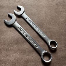 2x VINTAGE SIDCHROME 9/16 AF STUBBY COMBINATION RING SPANNER AUSTRALIAN MADE picture