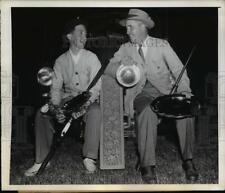 1941 Press Photo The Browns with the many prizes they won at skeet championships picture