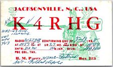 1958 QSL Radio Card Code K4RHG Jacksonville NC Amateur Station Posted Postcard picture
