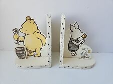 Vintage Winnie The Pooh Bookends Piglet Wood Cute Home Decor Disney White picture