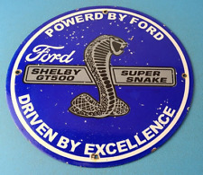 Vintage Ford Motors Porcelain Shelby Sign - Super Snake Gas Pump Automotive Sign picture