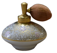 Vintage Art glass hand painted gold porcelain perfume bottle Atomizer is broken. picture