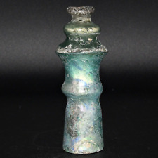 Authentic Ancient Roman Glass Iridescent Bottle Vial in Good Condition picture