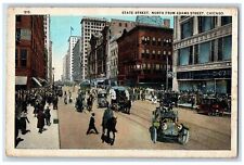 1927 State Street From Adams St. Buildings Riding Horse Cars Chicago IL Postcard picture