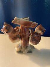 Bear Cubs Salt Pepper Shaker Lot  Hanging in Tree Stand Taiwan Vintage 3 Piece picture