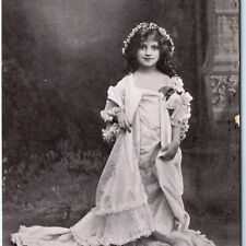 c1910s Adorable Young Lady Ready for Dance Cute Little Girl Litho Photo PC A145 picture