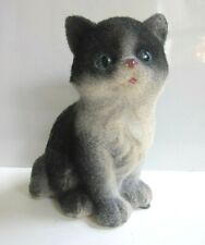 Vintage Ceramic Flocked Cat Kitten Painted Eyes Nose Mouth picture