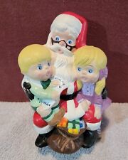 Vtg Hand Painted Ceramic Santa Claus with Children on His Lap and Bag of Toys picture