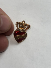 Avon Mother's Day Lapel Pin Gold Crown Red Enamel Heart With MOM hj12 picture