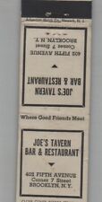 1930s Matchbook Cover Advertizit Match Joe's Tavern Bar & Restaurant Brooklyn NY picture
