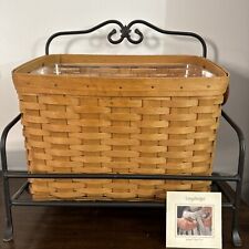 Longaberger 2004 Brown Newspaper Magazine Basket Protector  Wrought Iron Stand picture