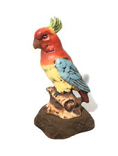 Vintage Cast Iron Parrot Cockatoo Bird Doorstop Figurine Original Vibrant Paint picture