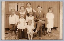 c 1905 RPPC Real Photo Postcard Large Family Picture Kids Man in Suit Wide Eyed picture