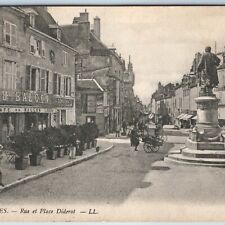 c1910s Langres, France Diderot Place Plaza Market Sharp Collotype Photo Dog A205 picture