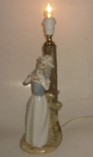 Vintage Tengra Porcelain Figurine Lamp Made In Valencia Spain Girl with Dove 15