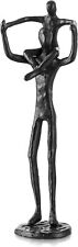 Sziqiqi Dad Son Iron Sculpture - Heartwarming Father's Day Gift for Black  picture