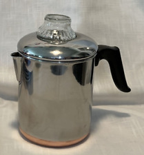 Vintage Revere Ware Percolator Coffee Pot 1801 Double Ring Copper Clad Stainless picture