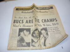 Pittsburgh Post-Gazette Newspaper  Oct. 14 , 1960 Pirates Mazeroski - REPRINT  picture