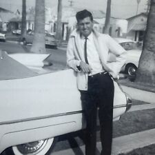 Handsome Dapper Man 60s Tie Classic Car Gay Int Snapshot Photo picture