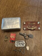 Vintage 1942 US navy WWII WW2 Soap Tin Dish Box Aluminum Holder + Dog Tag picture