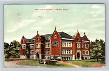 Adrian MI-Michigan, New High School, c1908 Vintage Postcard picture