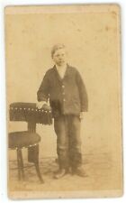 Antique CDV Circa 1870s  Brey Handsome Little Boy in Suit & Tie Quakertown, PA picture