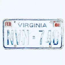1981 United States Virginia Base Passenger License Plate NVN-740 picture