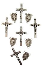 Silver Tone Saint Benedict Crucifix with Miraculous Medal Centerpiece, Lot of 10 picture