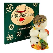 Sarah's Attic Snowonders Fall Yard Master 1998 Snowman Raking Leaves Figurine picture