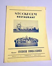 Vintage Restaurant Menu Stockholm Restaurant U.S. Route 22 Somerville New Jersey picture