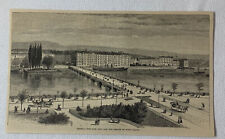 1872 magazine engraving ~ GENEVA - NEW CITY AND BRIDGE MONT BLANC, Switzerland picture