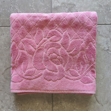 Vintage Cannon Royal Family Barbie Pink Bath Towel Sculpted Roses Diamonds USA picture
