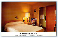 c1960's Interior Bedroom Christie's Motel Eureka California CA Postcard picture