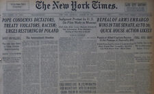10-1939 WWII October 28 POPE CONDEMNS DICTATOR REPEAL ARMS EMBARGO POLAND FLINT picture