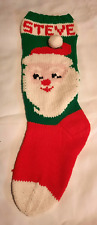 Vtg 60s-80s Handmade Knit Christmas Stocking Santa Head Pom Pom on Hat STEVE 21